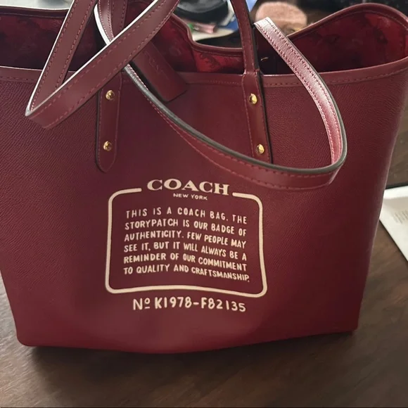 Coach Reversible Burgundy Tote Bag - Picture 1 of 6